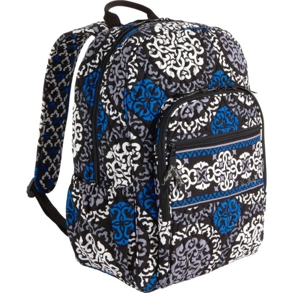 Vera Bradley Canterberry Cobalt Large Campus Backpack 15” x 11” x 5” main image 11
